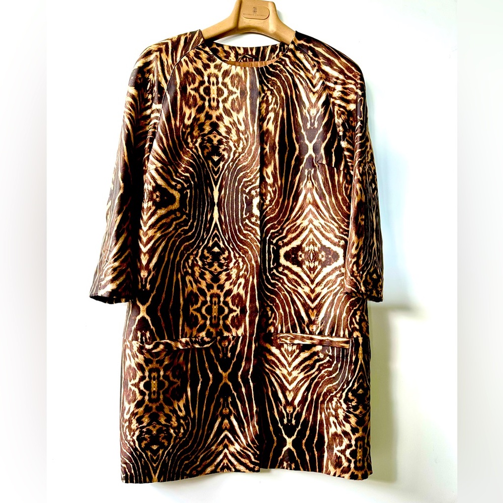 H&M Satin Coat, Animal Print, size 8
